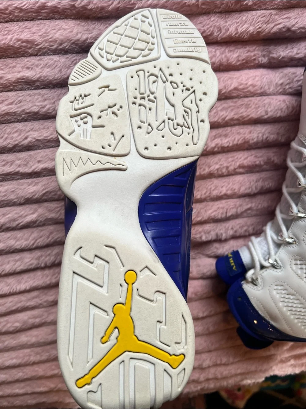 Jordan 9 Retro Kobe White and Blue High-Top Sneakers